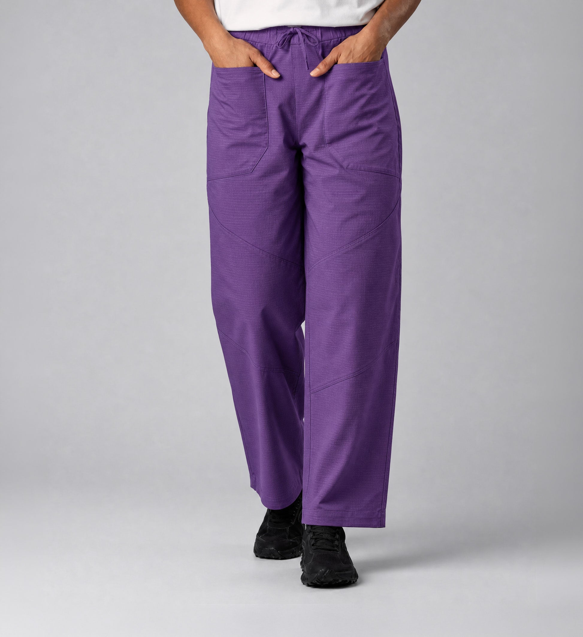 Damen-Ripstop-Hose mit hohem Bund – Lila Saphir