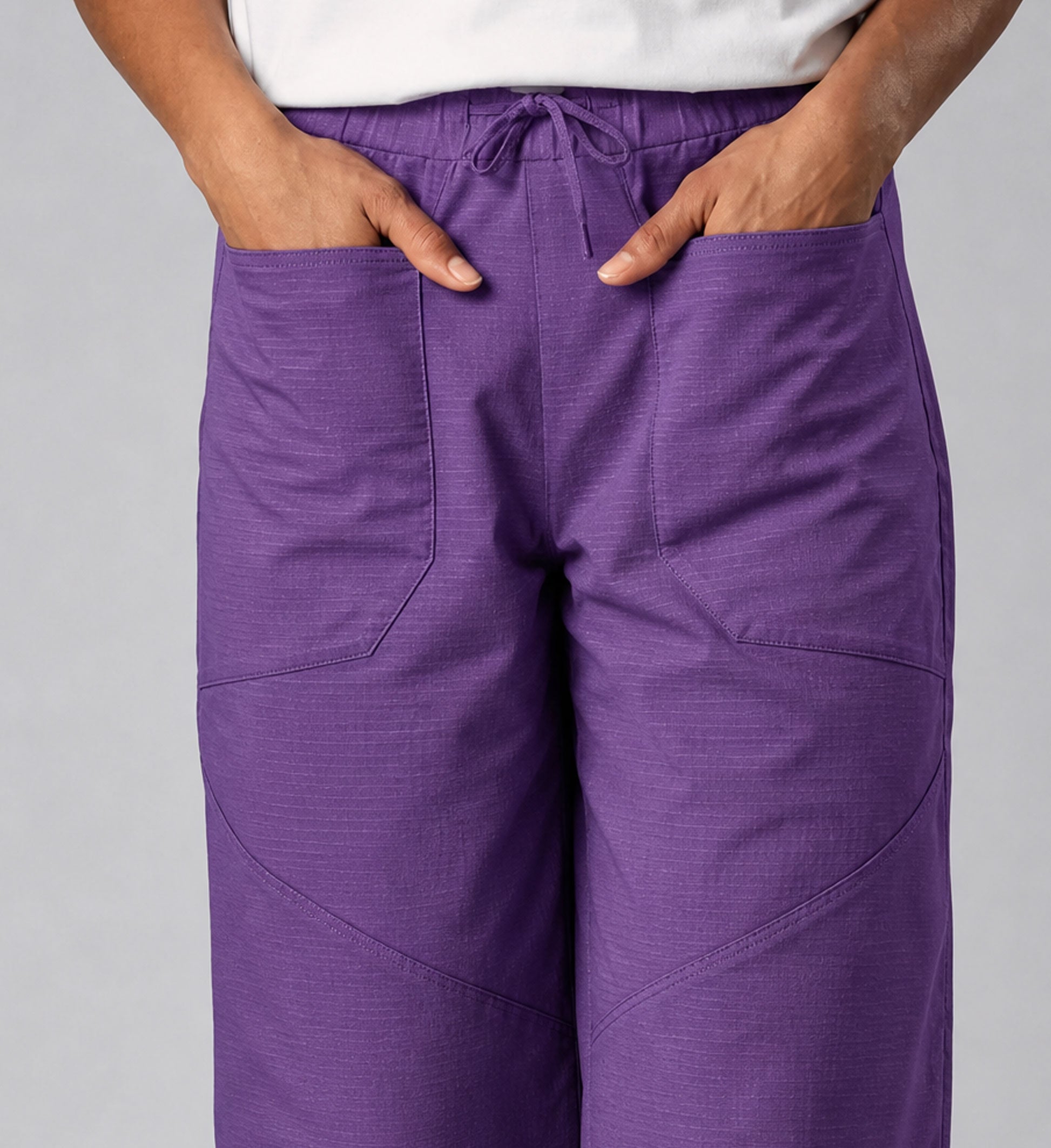 Damen-Ripstop-Hose mit hohem Bund – Lila Saphir